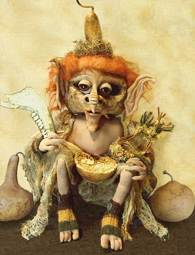 Gore-don, a gourd-head doll by Patti LaValley