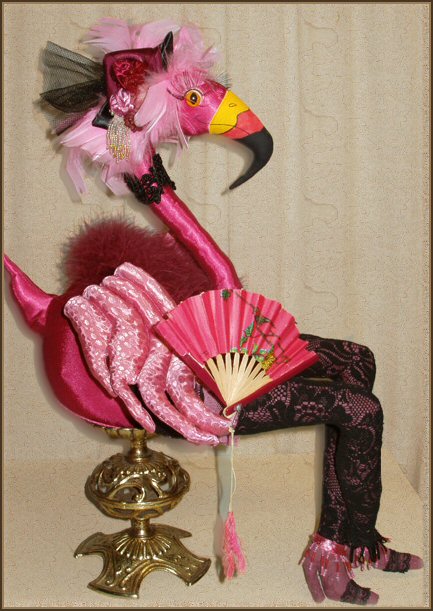 Phillaminga the Pink Flamingo, a doll by Patti LaValley